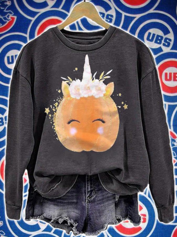 Unicorn Pumpkin Costume Halloween Gift Girls Kid Women Men Shirt