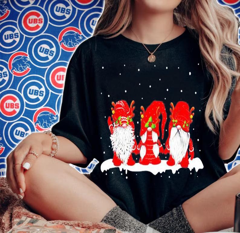 Three Nordic Gnomes Winter Christmas Swedish Elves T-Shirt woman shirt