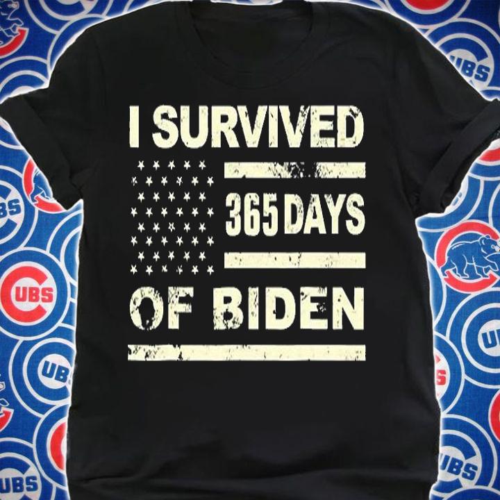 I Survived 365 Days Of Biden USA Flag T-Shirt shirt