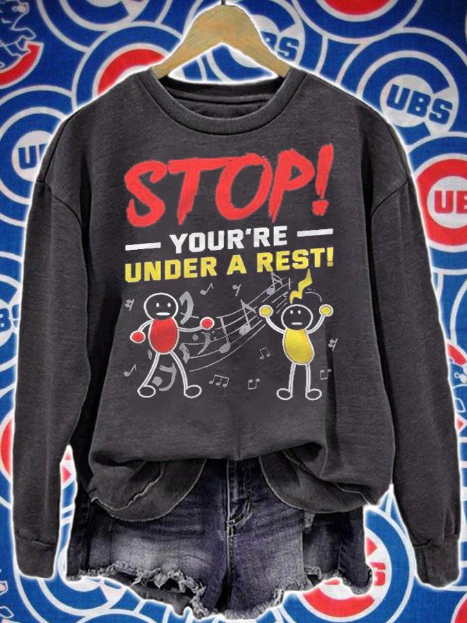 Stop Youre Under A Rest Musician Funny Music Pun T-shirt