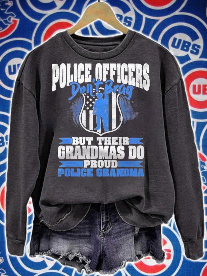 Funny Police Officers Dont Brag Proud Police Grandma Shirt