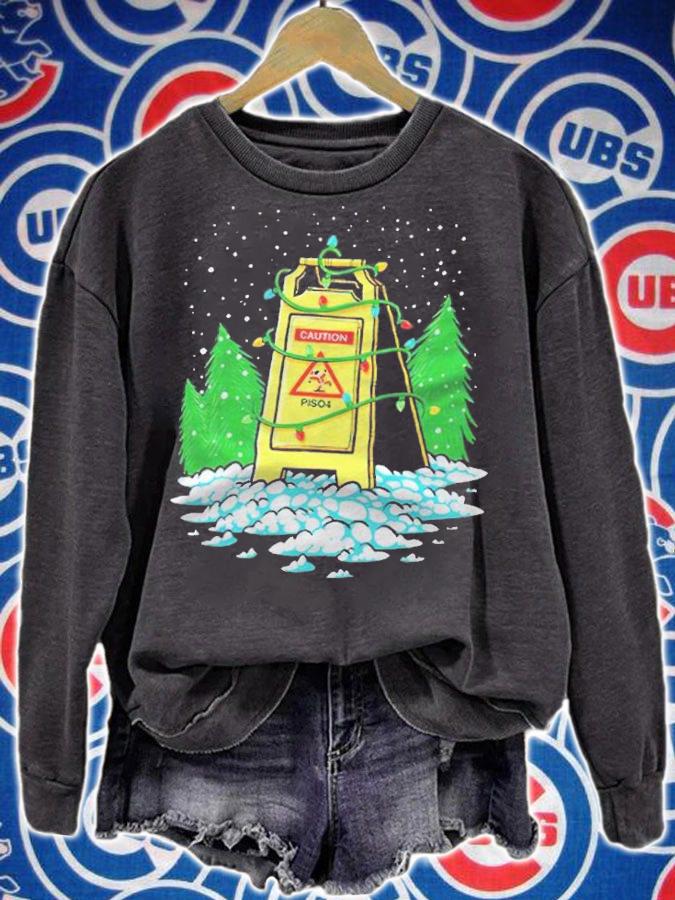 Piso4 Wet Floor Holiday Caution light Christmas T-shirt sweatshirt