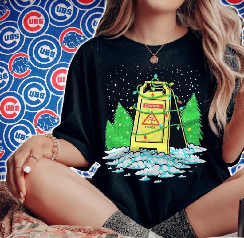 Piso4 Wet Floor Holiday Caution light Christmas T-shirt woman shirt