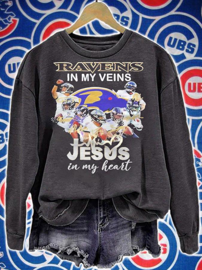 Ravens In My Veins Jesus In My Heart Shirt