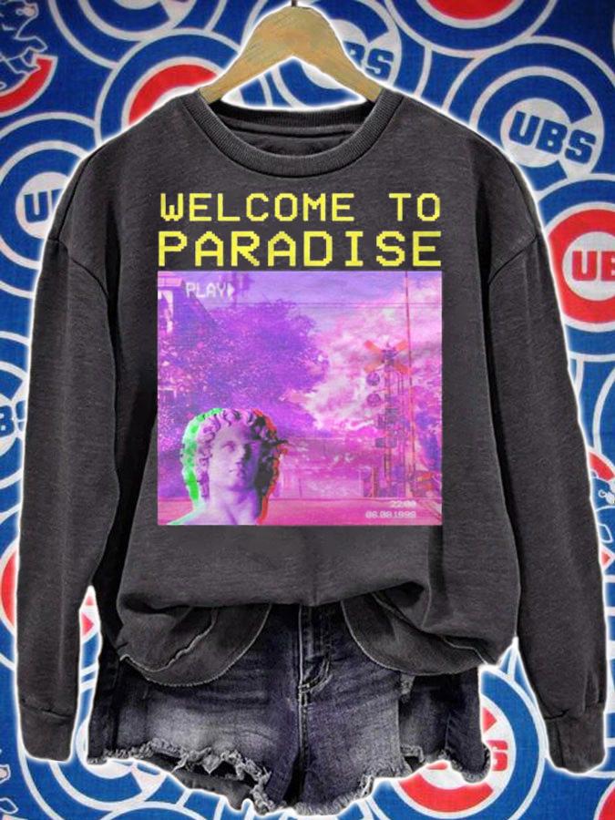 Welcome To Paradise Retro Aesthetic Vaporwave Meme Design Shirt