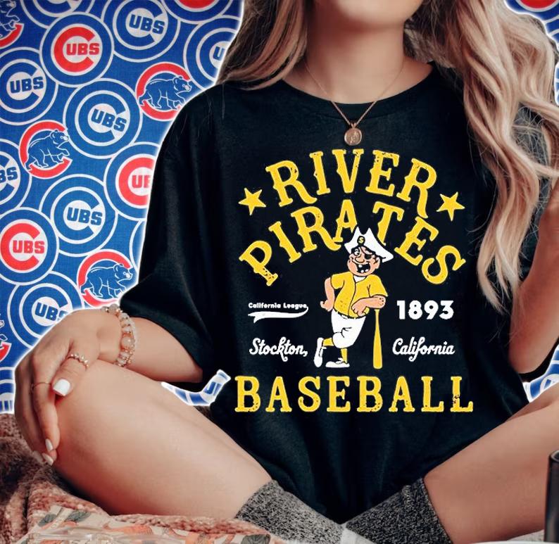 Stockton River Pirates California Vintage Minor League Baseball T-Shirt