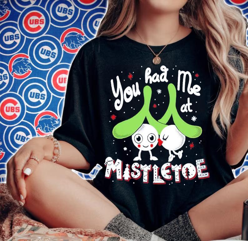 You Had Me at Mistletoe Cute Kissing Xmas Cartoon shirt woman shirt