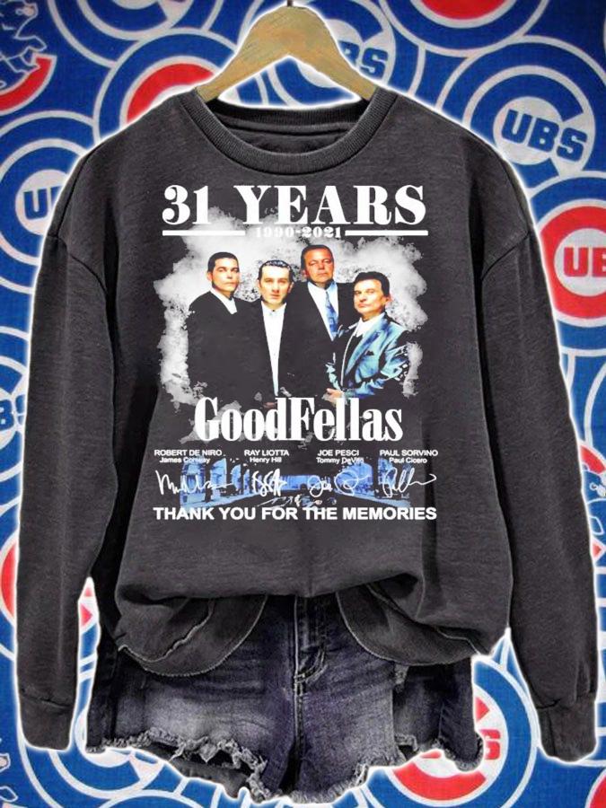 31 years 1990-2021 GoodFellas signatures thank you for the memories t-shirt