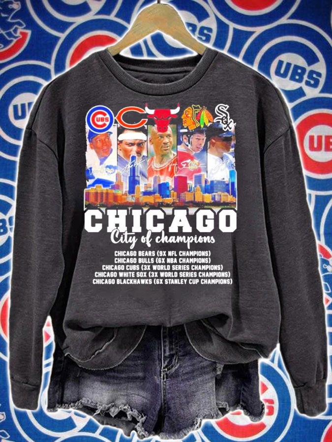 Chicago City Of Champions Chicago Bears Chicago Bulls Chicago Cubs Chicago White Sox Signatures Shirt sweatshirt
