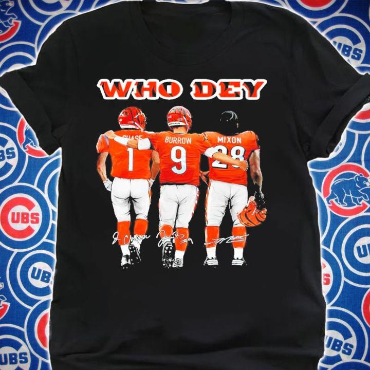 Cincinnati Bengals Who Dey Ja'Marr Chase Vs Joe Burrow And Joe Mixon Signatures Shirt shirt
