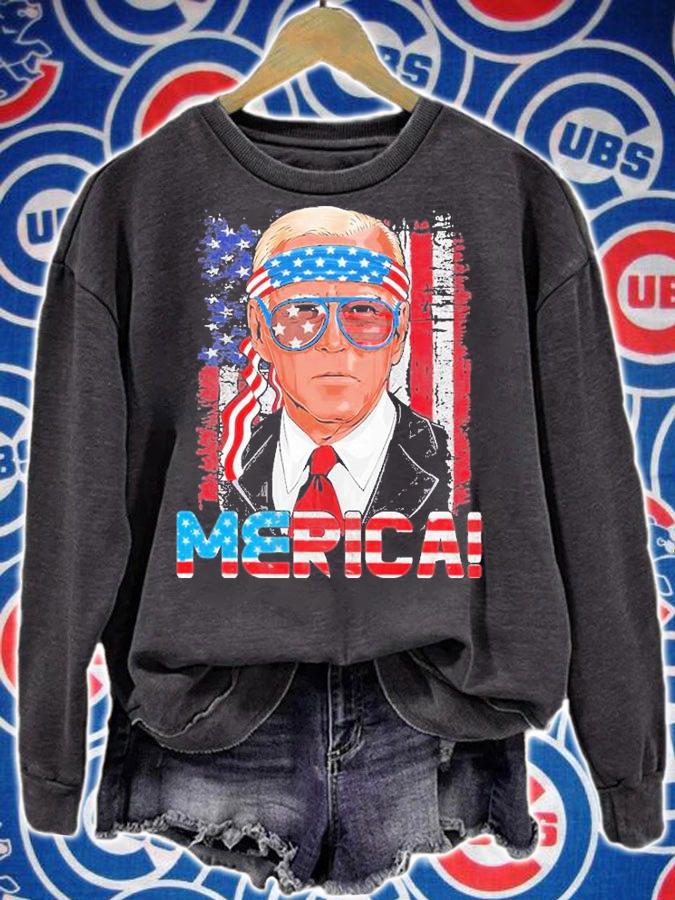 Patriotic Joe Biden Merica 4th of July Sunglasses USA Flag T-Shirt sweatshirt