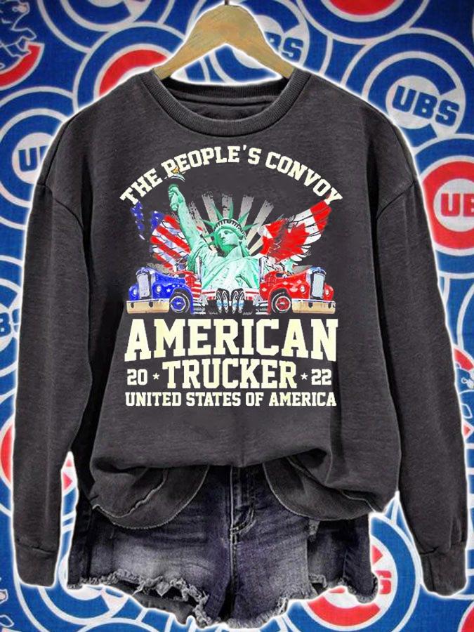 The Peoples Convoy 2022 America Truckers Freedom Convoy Usa T-Shirt sweatshirt