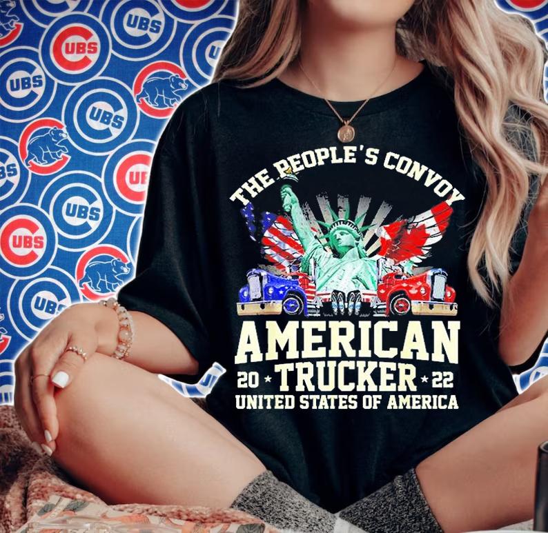 The Peoples Convoy 2022 America Truckers Freedom Convoy Usa T-Shirt woman shirt