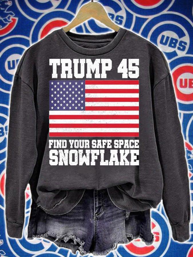 Trump 45 Find Your Safe Place Snowflake USA Flag T-Shirt