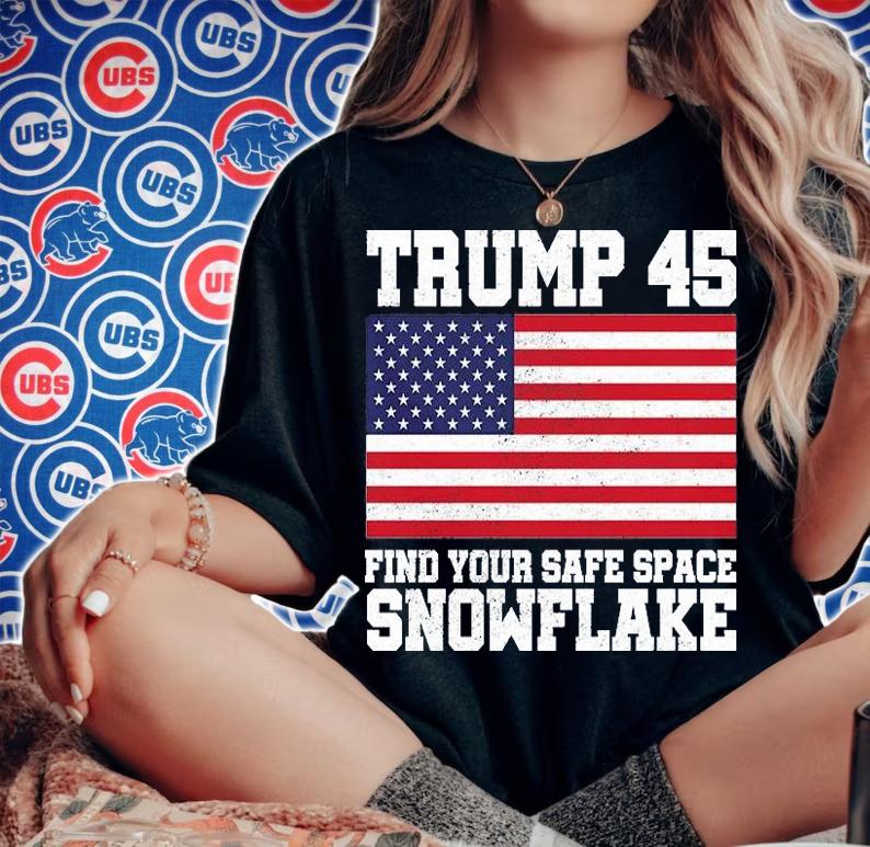 Trump 45 Find Your Safe Place Snowflake USA Flag T-Shirt