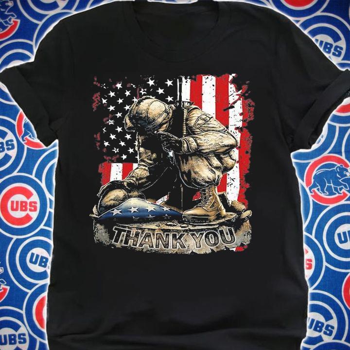Vintage US Flag Veteran Thank You Military Boot Veteran Day T-Shirt