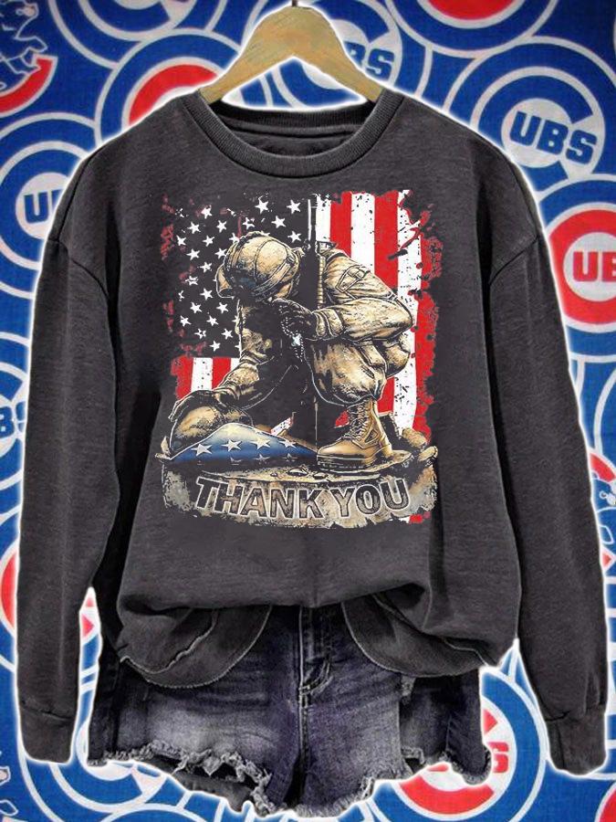 Vintage US Flag Veteran Thank You Military Boot Veteran Day T-Shirt