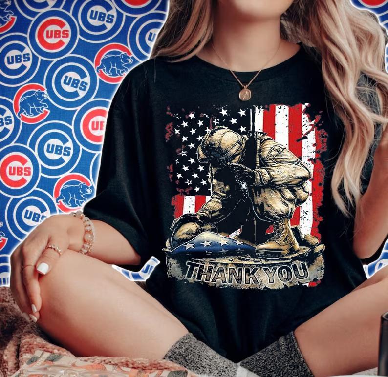 Vintage US Flag Veteran Thank You Military Boot Veteran Day T-Shirt