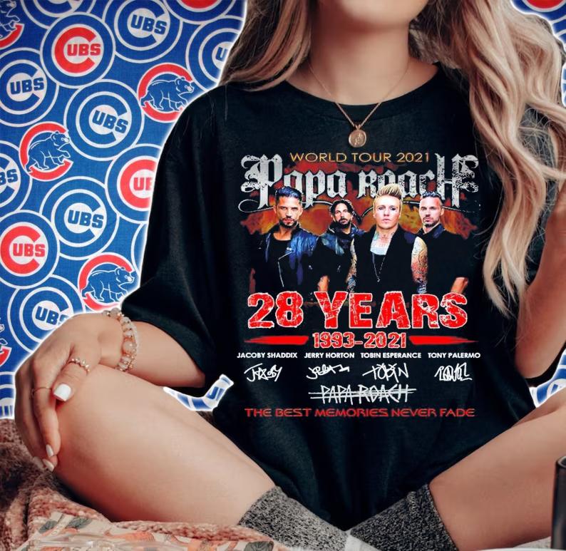 World tour 2021 Papa Roach 28 years 1993-2021 signatures shirt woman shirt