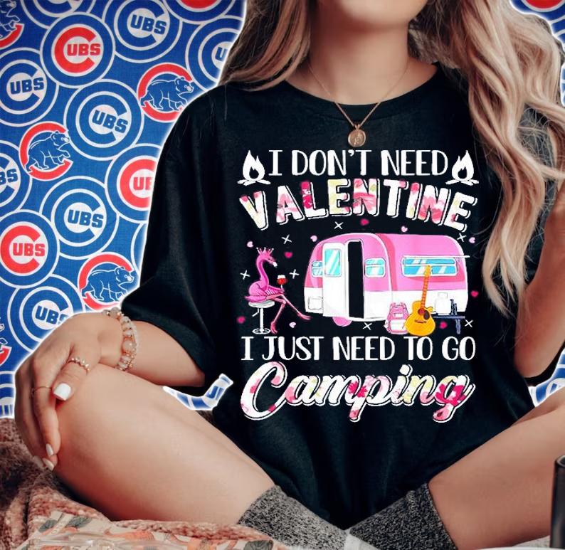 I Don't Need Valentine I Just Need To Go Camping T-Shirt