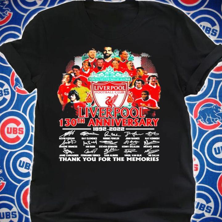 Liverpool 130th anniversary 1892-2022 signatures t-shirt