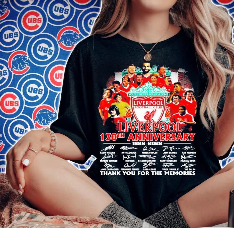 Liverpool 130th anniversary 1892-2022 signatures t-shirt