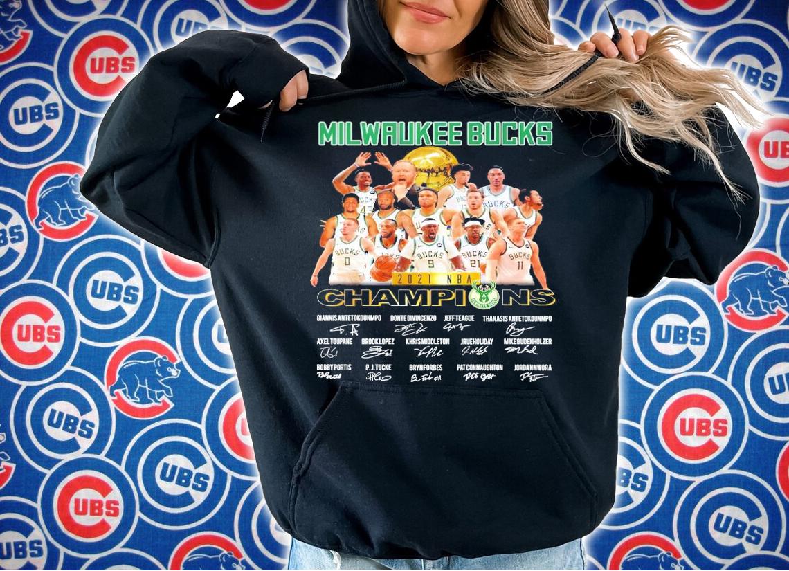 Milwaukee Bucks 2021 NBA Champions signatures shirt