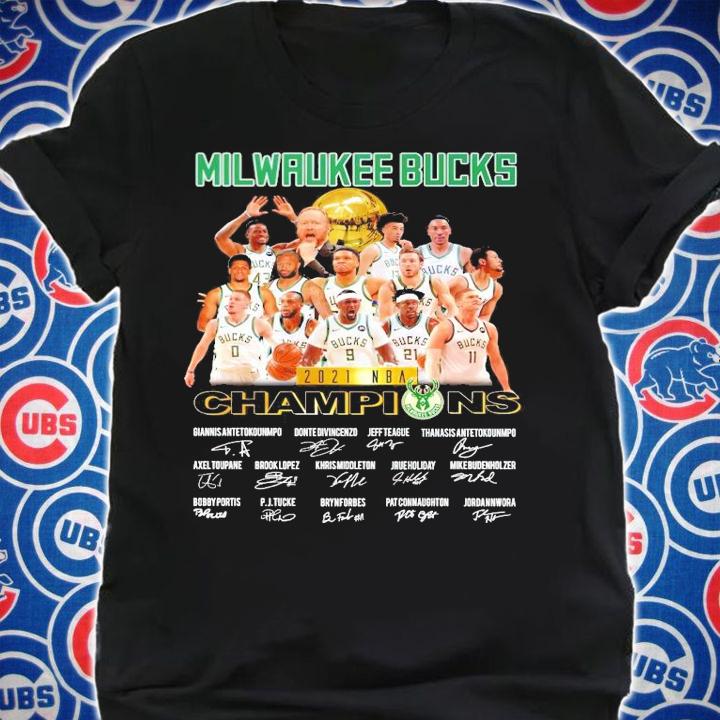 Milwaukee Bucks 2021 NBA Champions signatures shirt