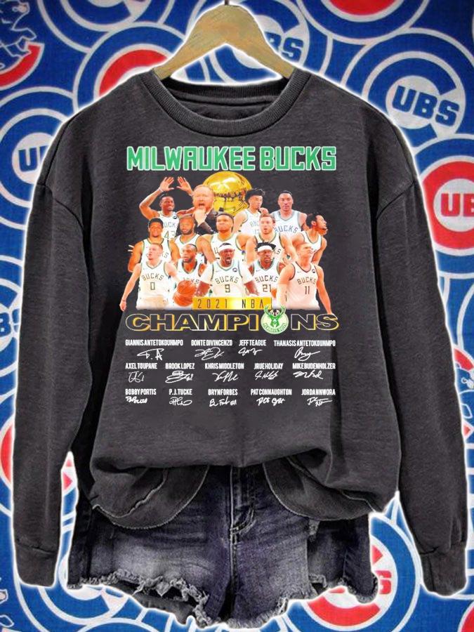 Milwaukee Bucks 2021 NBA Champions signatures shirt