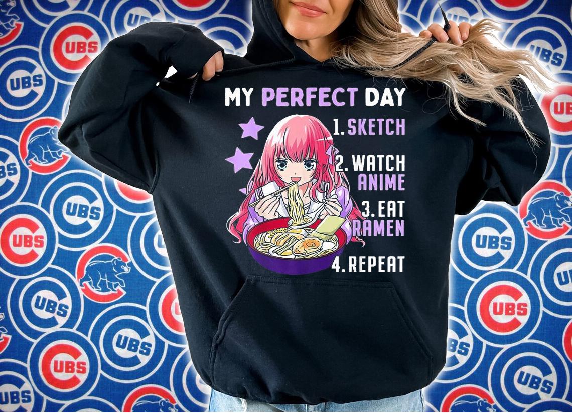 My Perfect Day Sketch Watch Anime Eat Ramen Repeat T-Shirt