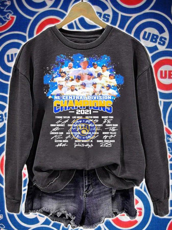 NL Central Division Champions 2021 Milwaukee Brewers signatures shirt sweatshirt