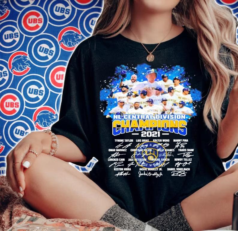 NL Central Division Champions 2021 Milwaukee Brewers signatures shirt woman shirt