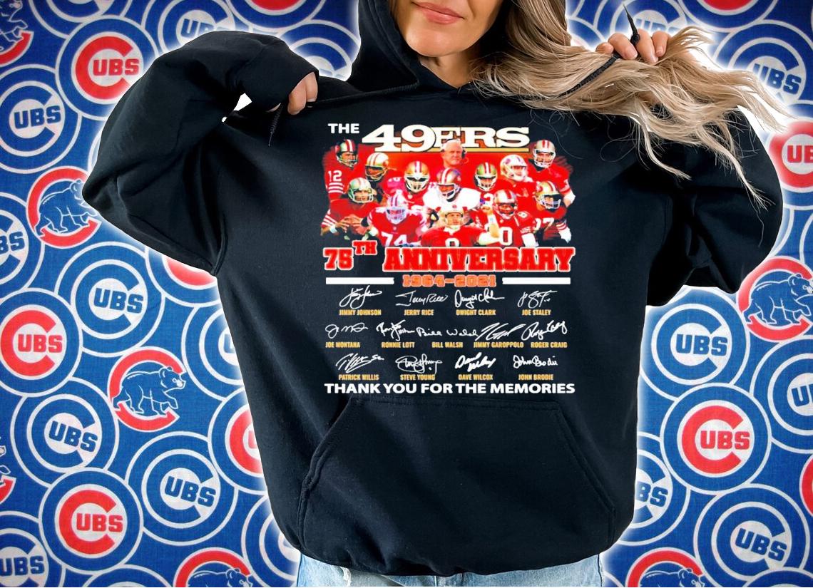 The San Francisco 49ers 75th anniversary 1964-2021 signatures shirt