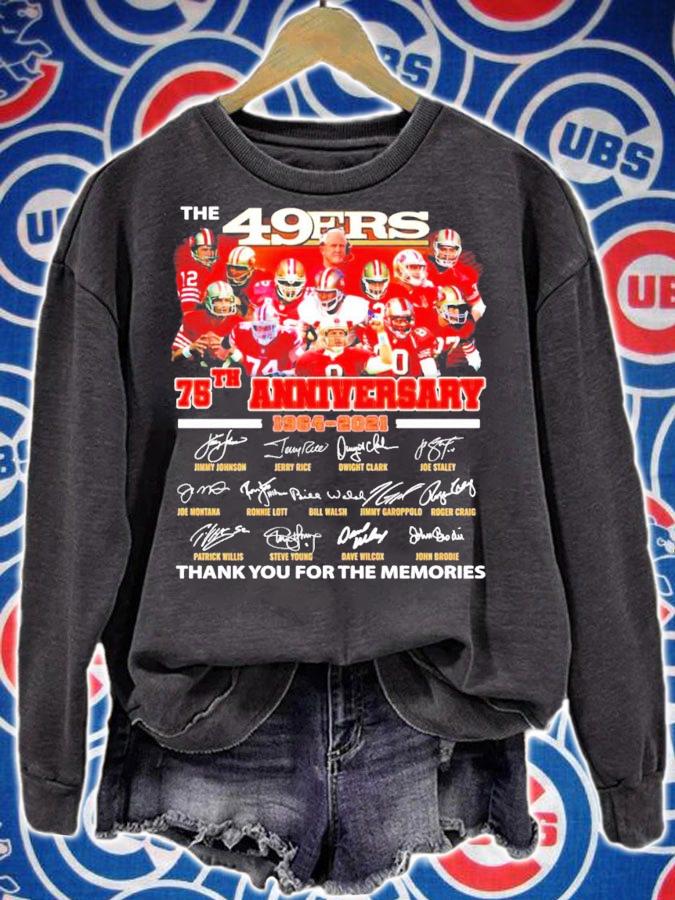 The San Francisco 49ers 75th anniversary 1964-2021 signatures shirt