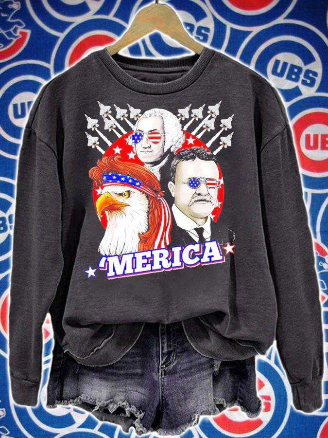Washington Roosevelt bald eagle 4th of July Patriotic American shirt sweatshirt