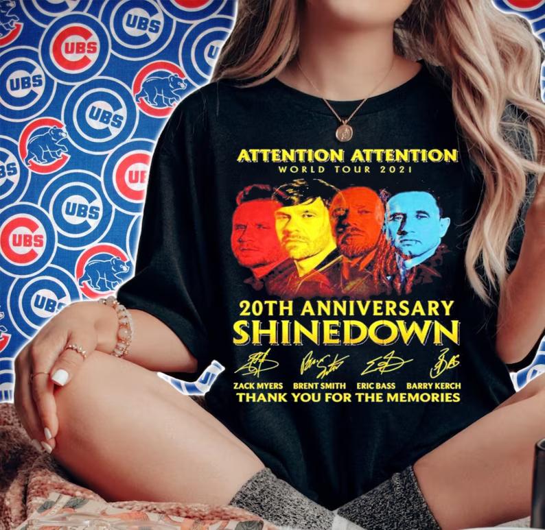 Attention Attention world tour 2021 20th anniversary Shinedown signatures shirt woman shirt