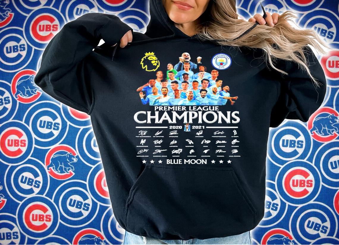 Manchester City Premier League Champions 2020-2021 Blue Moon t-shirt hoodie