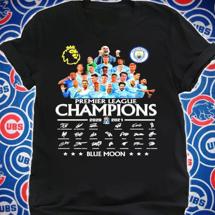 Manchester City Premier League Champions 2020-2021 Blue Moon t-shirt shirt