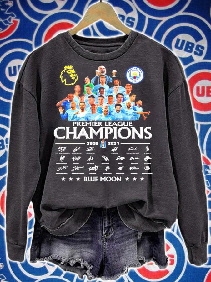 Manchester City Premier League Champions 2020-2021 Blue Moon t-shirt sweatshirt