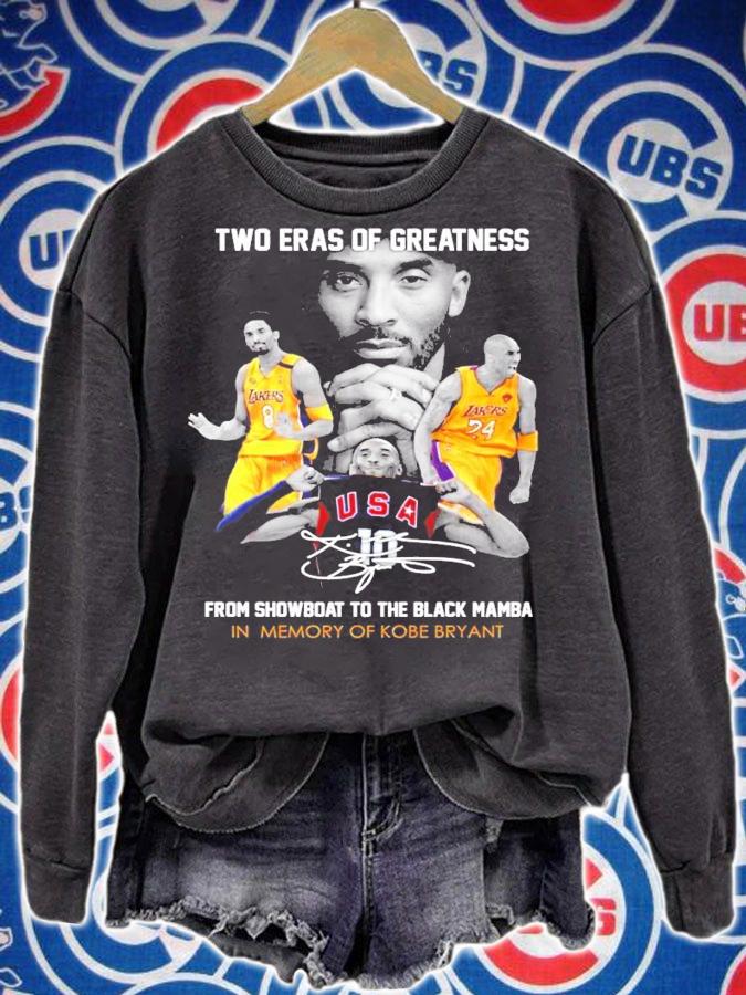 Two Eras Of Greatness from showboat to the black mamba t-shirt t-shirt sweatshirt