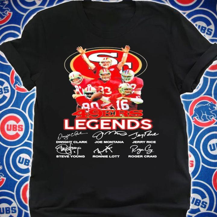 49ers Legends Dwight Clark Joe Montana Jerry Rice Steve Young Ronnie Lott Roger Craig signatures shirt shirt
