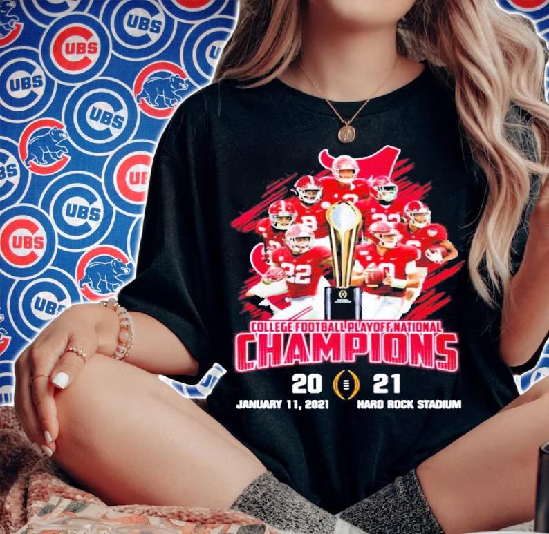 Alabama Crimson Tide players No.1 college football playoff national Champions 2021 January 11, 2021 Hard Rock stadium shirt woman shirt