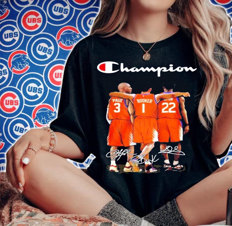 Champion Phoenix Suns Paul Booker Deandre Ayton signature t-shirt woman shirt