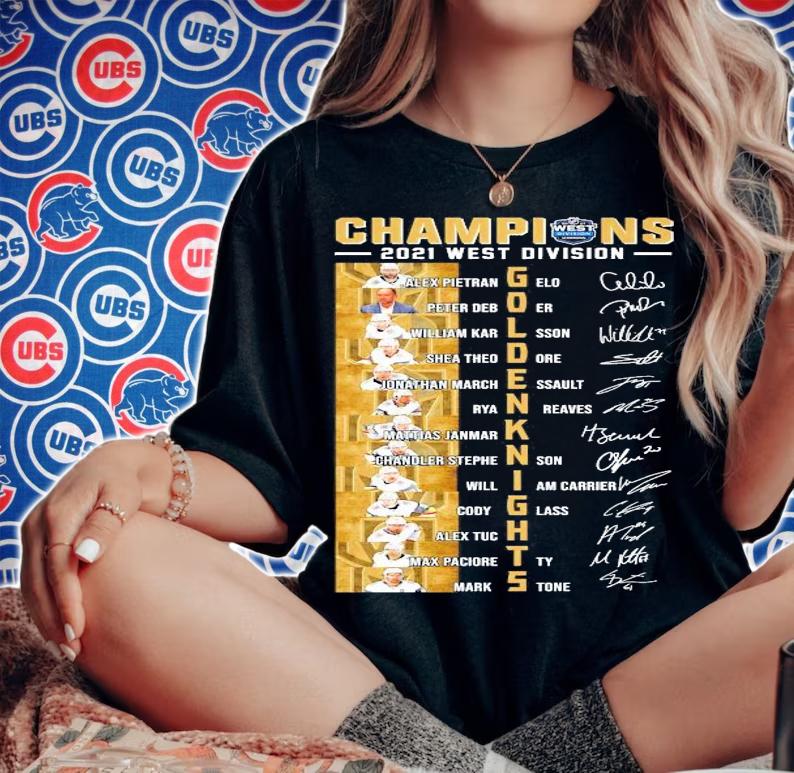 Champions 2021 West Division Golden Knights signatures shirt