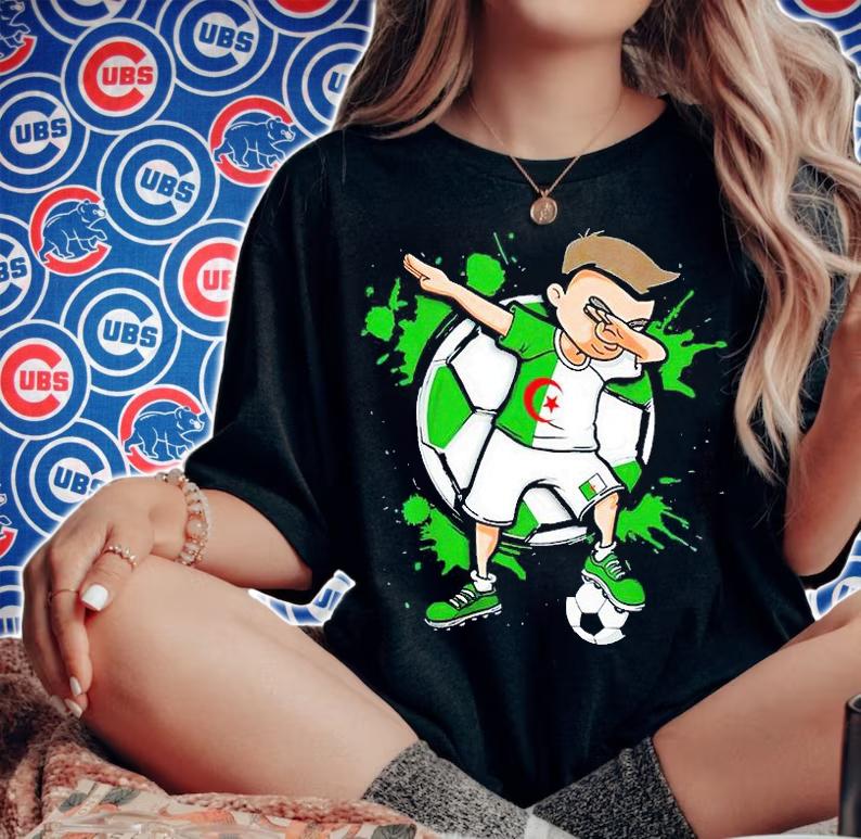 Dabbing Soccer Boy Algeria Football Jersey Flag Sport T-shirt woman shirt