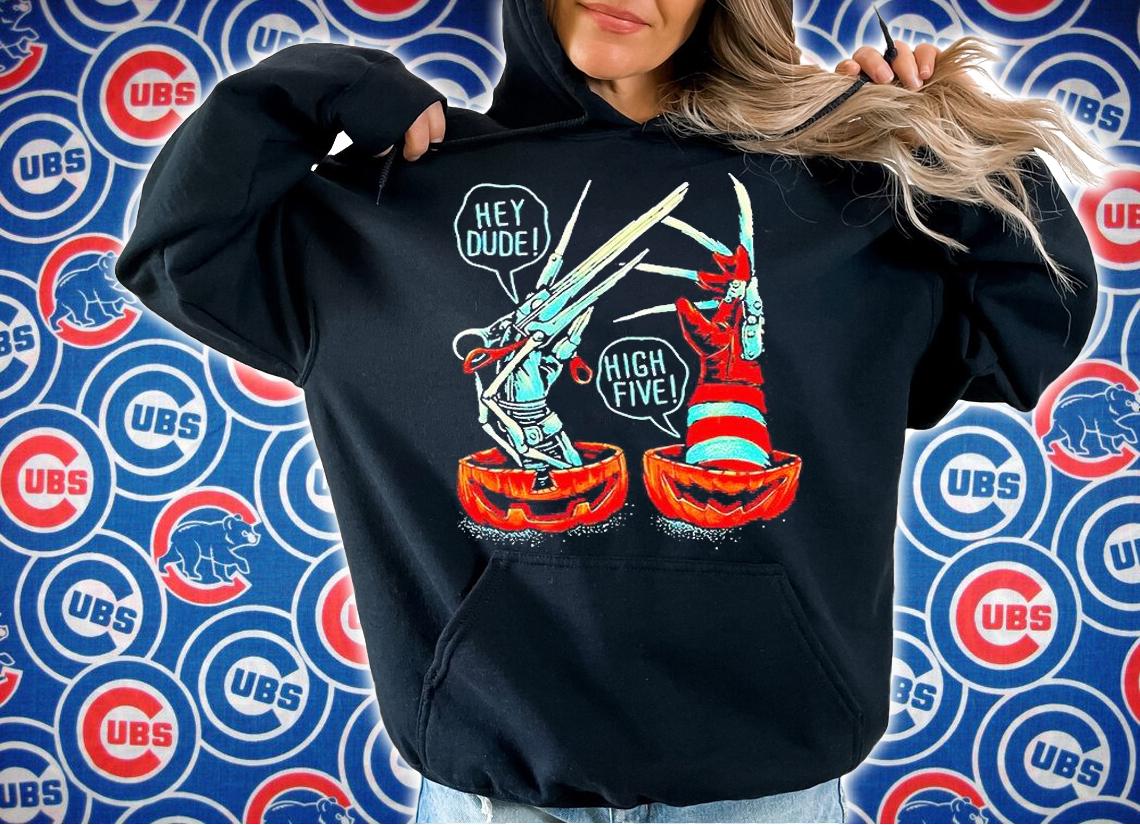 Freddy Krueger and Edward scissorhands hey dude high five T-shirt hoodie