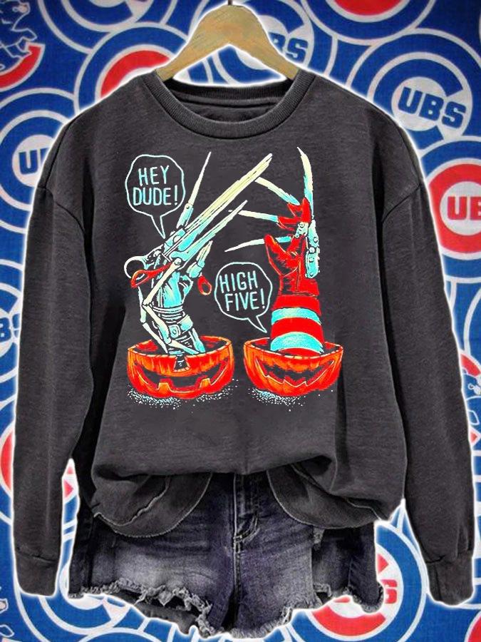 Freddy Krueger and Edward scissorhands hey dude high five T-shirt sweatshirt