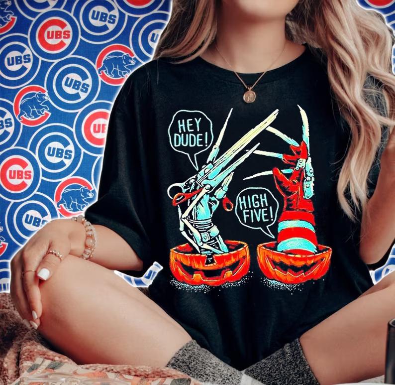 Freddy Krueger and Edward scissorhands hey dude high five T-shirt woman shirt