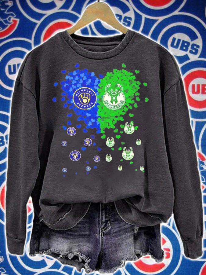 Heart Milwaukee Brewers vs Milwaukee Bucks shirt sweatshirt