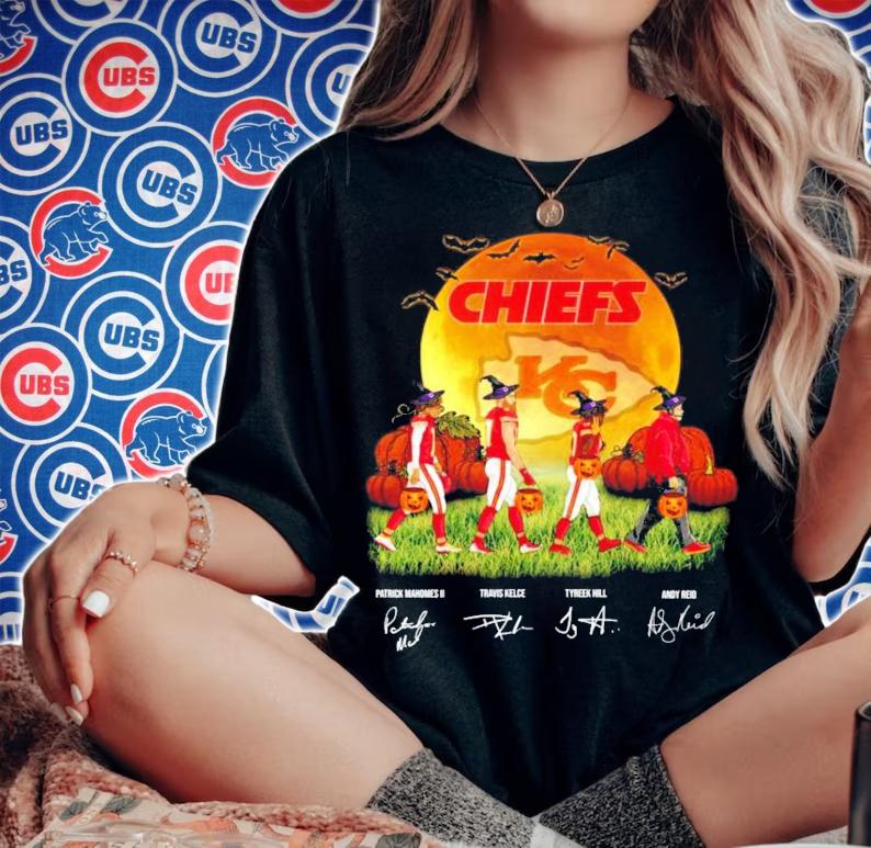 Kansas City Chiefs Abbey Road Halloween signatures shirt woman shirt